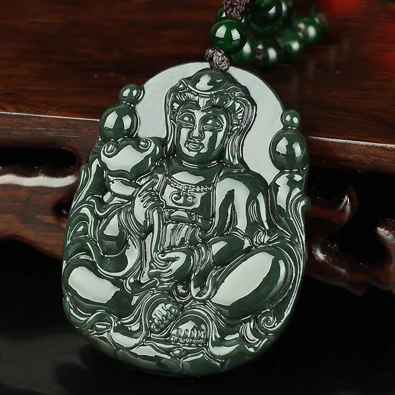 

Hotan Large Guanyin Bodhisattva Men's Pendant Eighteen Arhats Unisex Necklace Jade Amulet