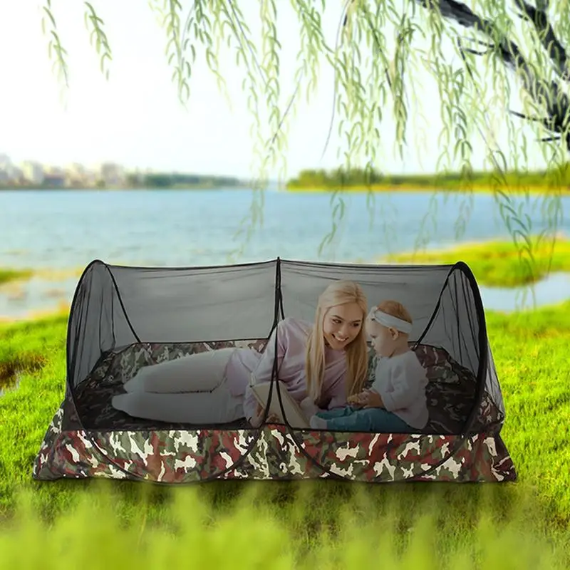 Tenda da campeggio con zanzariera Tende da viaggio impermeabili pieghevoli portatili per viaggi Giardino esterno Dormitorio a porta singola Anti-zanzara