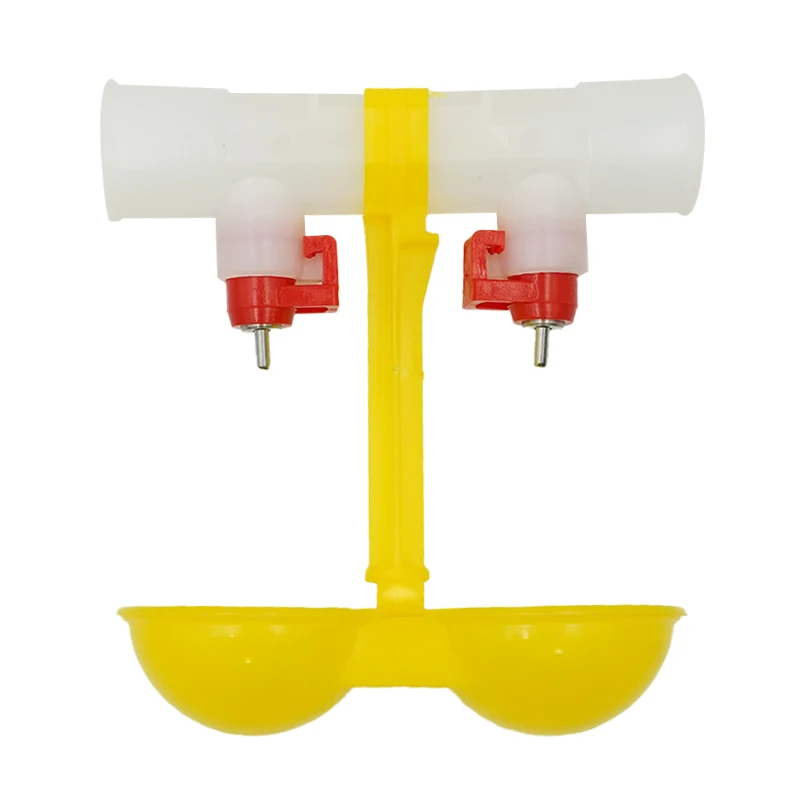 

1Pcs Chicken Double Nipple Drinker Bowl Automatic Waterer Fountain Poultry Chick Drinking Hanging Cup Feeding Supplies