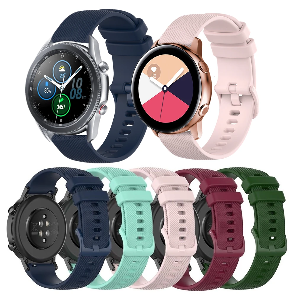 Silicone Wrist Strap For Samsung Galaxy Watch3 41mm 45mm Watch 42mm 46mm Active 1/2 Textured Bands For Gear S3 Sport Bracelet