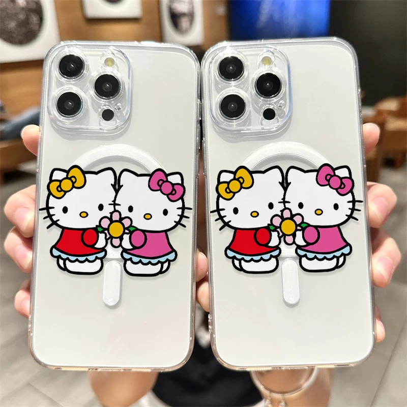 Милый чехол Sanrio Hello Kitty с Magsafe для iPhone 16e 15 14 13 12 11 Pro Max, совместимый с магнитом, жесткий чехол KT23 Милый чехол Sanrio Hello Kitty с Magsafe для iPhone 16e 15 14 13 12 11 Pro Max, совместимый с магнитом, жесткий чехол KT23