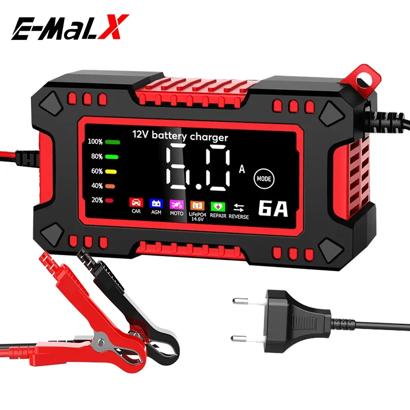 

6A 12V new car battery charger 14.6V LiFePO4 lead-acid battery charger and intelligent pulse maintenance device