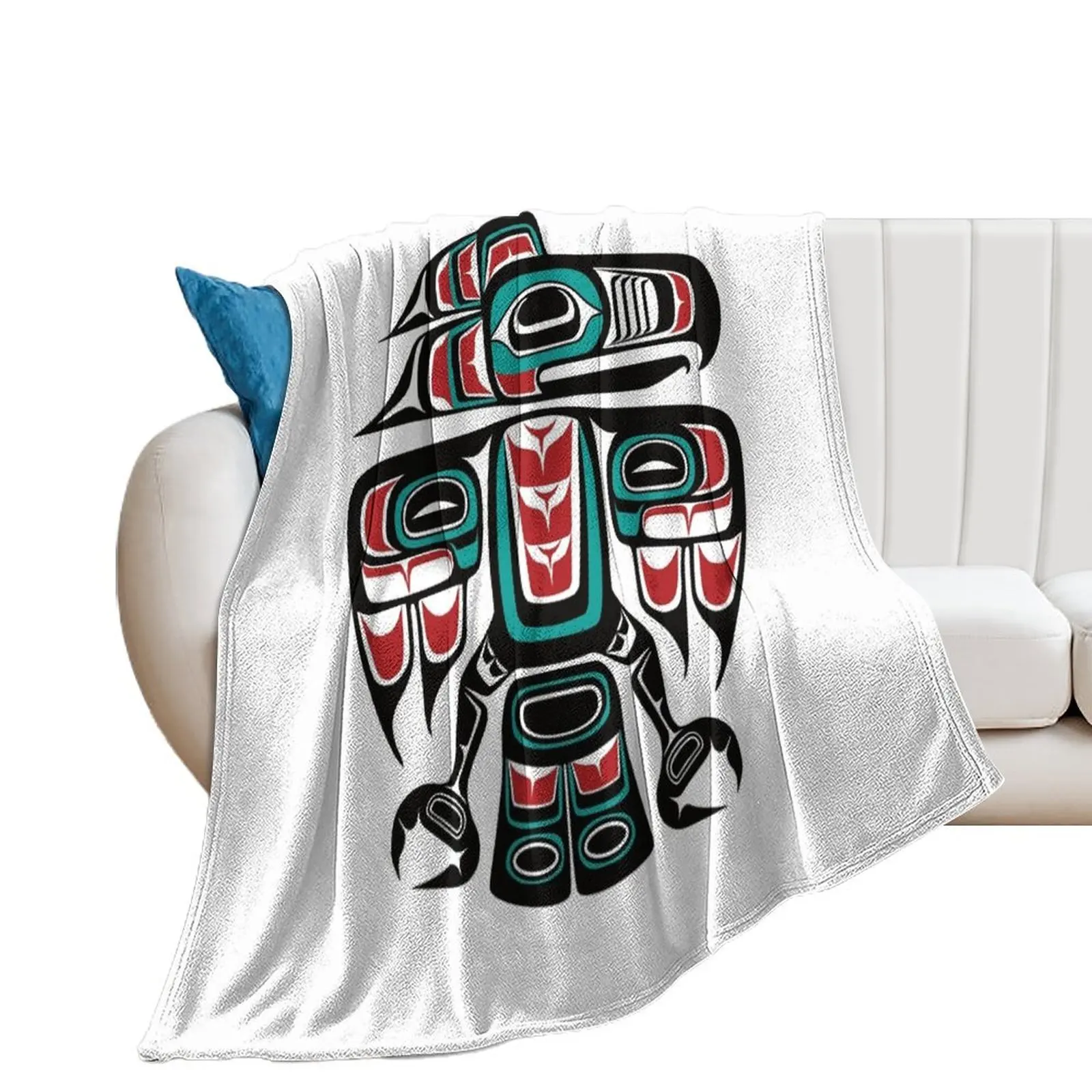 Haida Tlingit Native Raven Totem Throw Blanket Flannel Fabric christmas decoration Softest Blankets