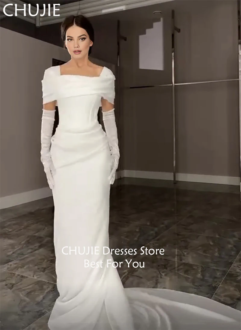 Abiti da sposa a pieghe bianche a sirena Abiti da sposa classici bianchi con spalle scoperte Donna Elegante abito da sposa personalizzato Vestido de novia