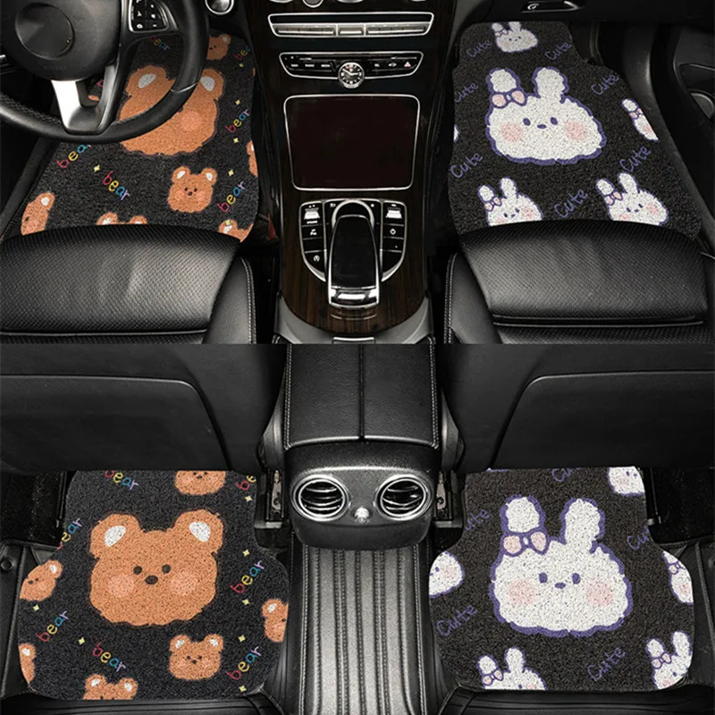 

New Four Seasons Cartoon Anti-dirty Anti-slip Protective Silk Wire Loop Creative Car Foot Carpet Mat