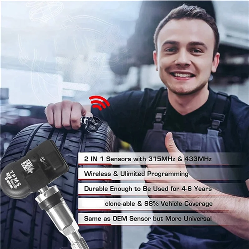 

10Pcs TPMS Tire Pressure Sensor Programmable For Autel Tool TS408 TS508 ITS600 315MHZ+433Mhz 2 In 1 MX Sensor Monitor