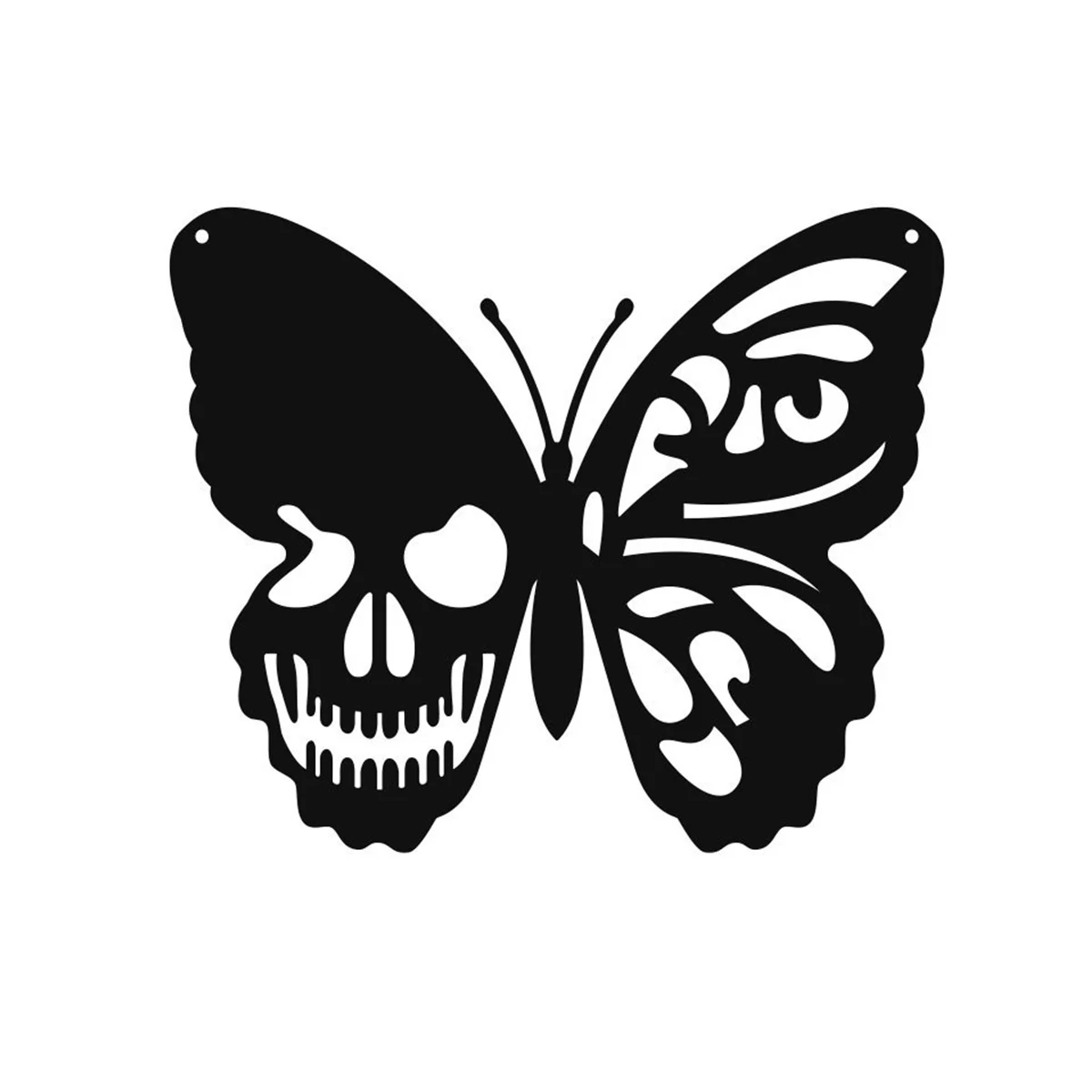 Skull Butterfly Metal Wall Art Decor Wall Hanging Plaques Ornament Iron Wall Sculpture Sign for Indoor Outdoor Home A