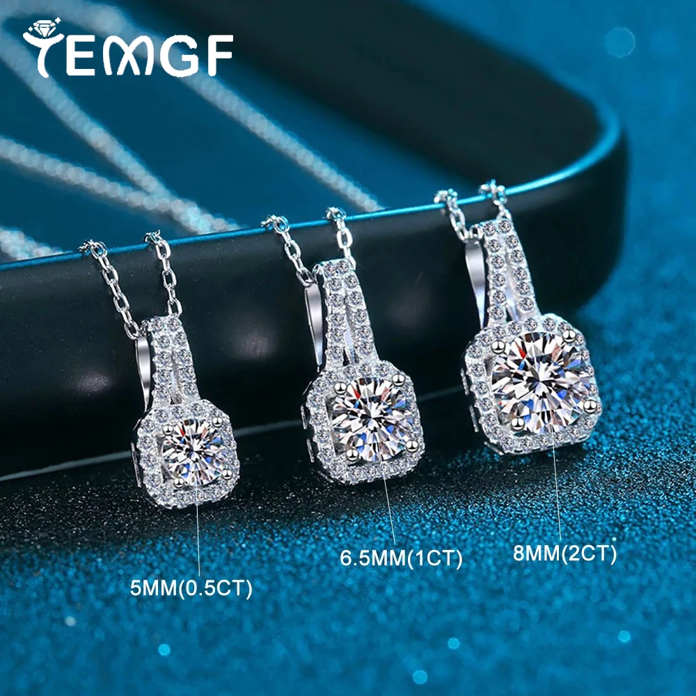 

TEMGF Main Moissanite/Zircon Sparkling Necklace 925 Sterling Silver Chain for Women Girls Fine Jewelry Anniversary Birthday Gift