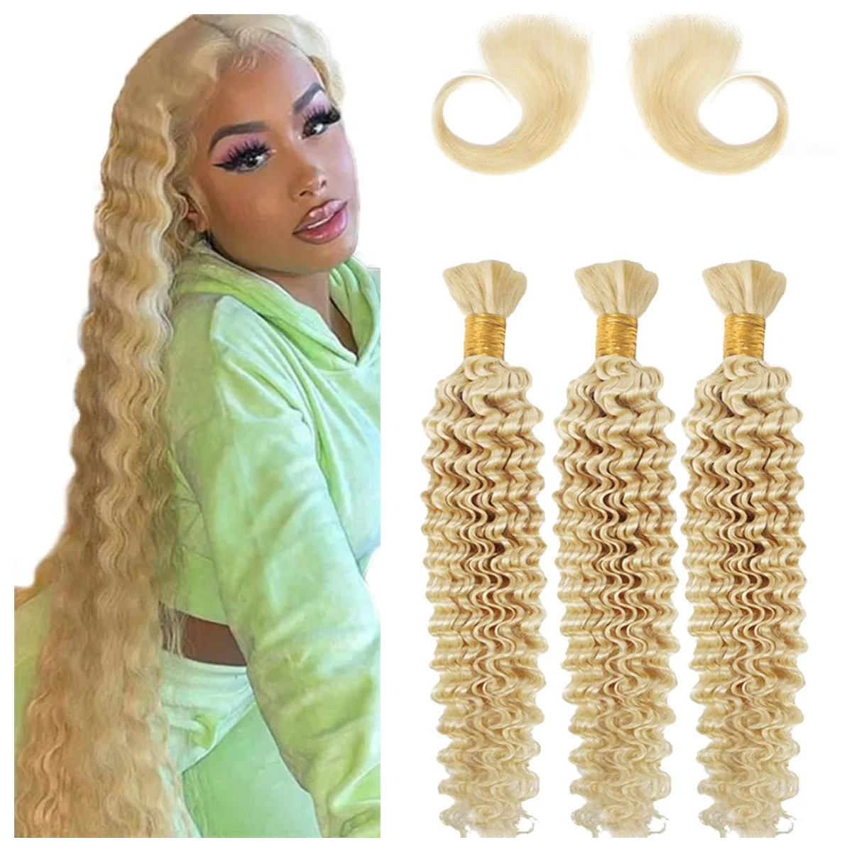 Brazilian Hair Weave 613 Honey Blonde Bundles Deep Wave 1/3/4 Bundles Human Hair 20 20 20 Inch Remy Extensions Hair For Women