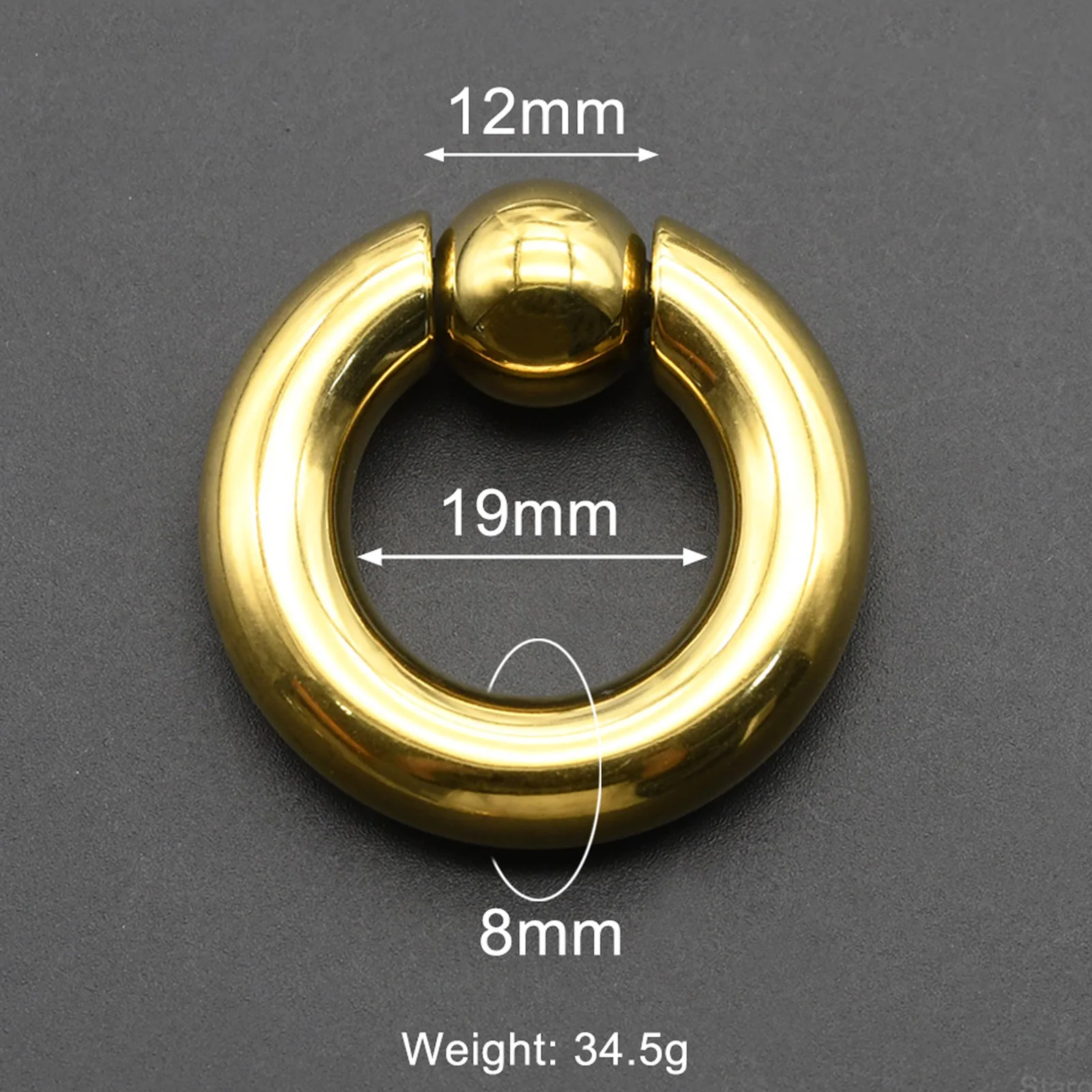 Large Gauge Surgical Steel Septum Piercing Nose Ring, Captive Bead