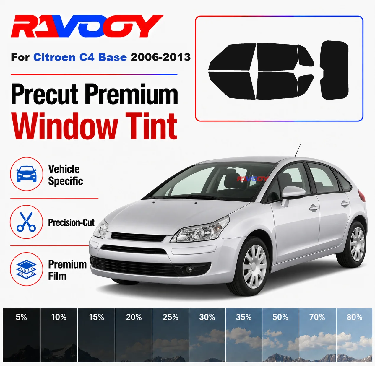 Privacy Screen Protector - Premium Precut Window Tint Kit Front