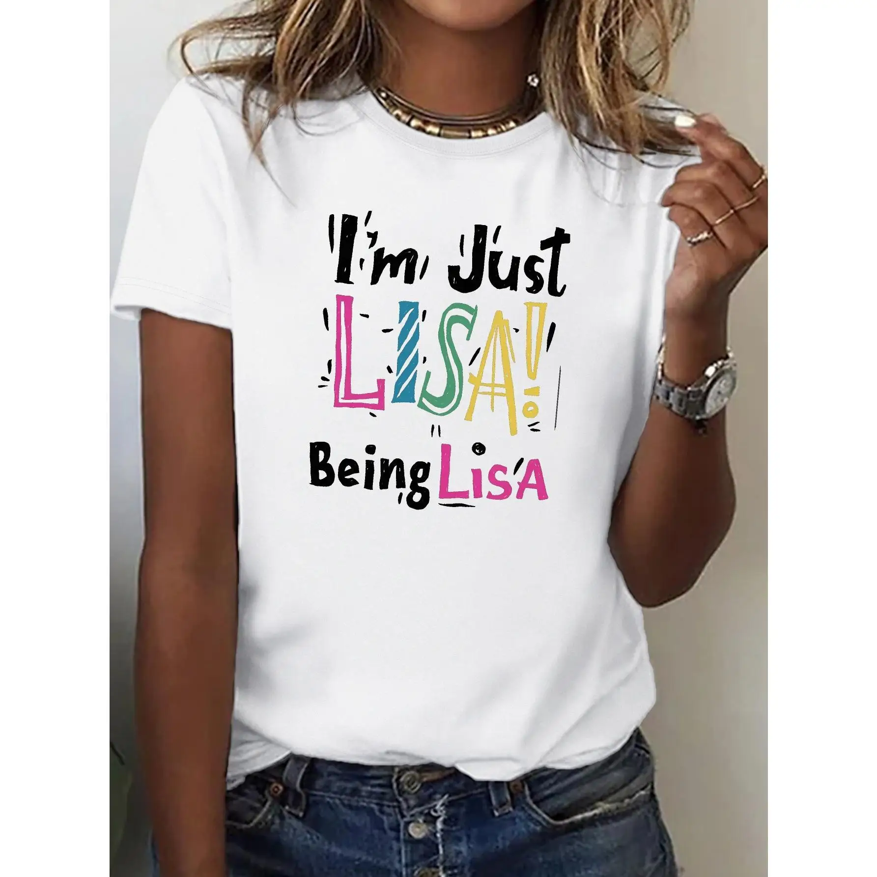 

Women's Pure Cotton T-Shirt - Graphic Print, Loose Fit, Short Sleeve, Summer & Spring Casual Wear