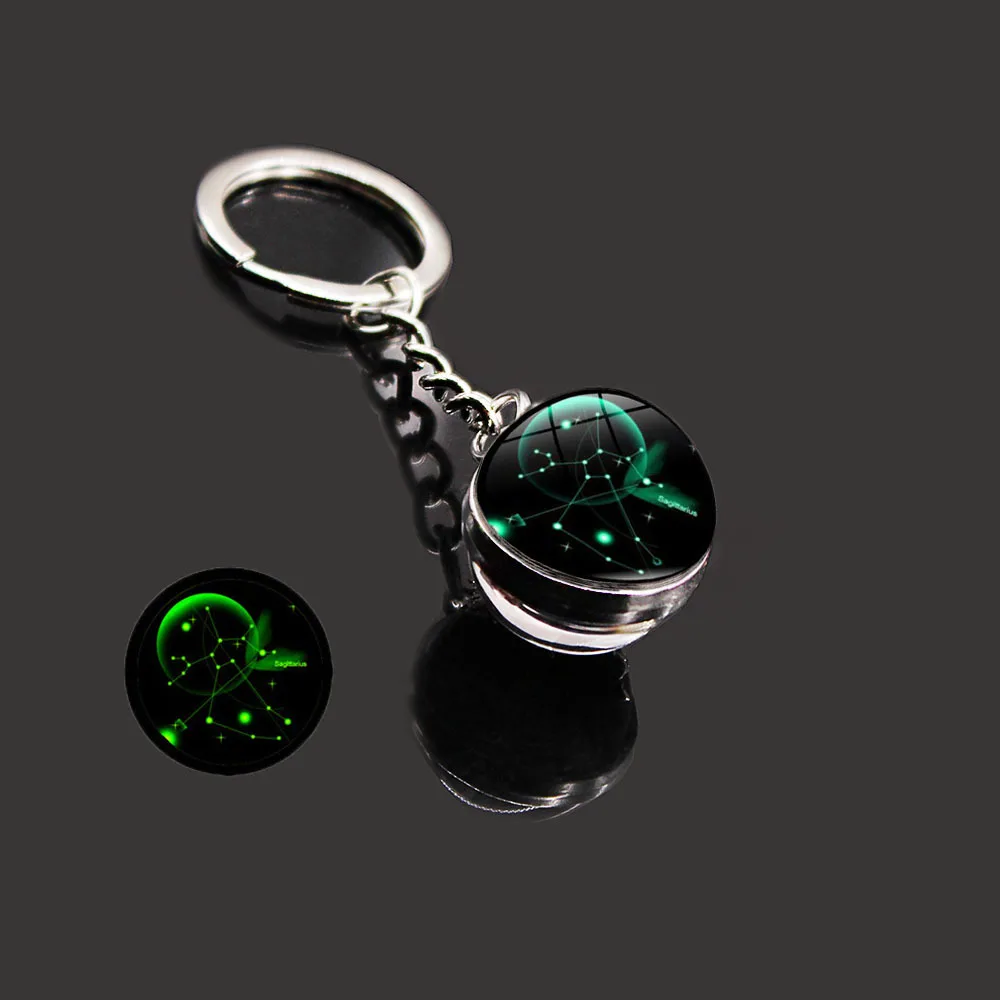 New Accessories Luminous Twelve Constellations Key Ring Time Gem Key Chain Fashion Bag Pendant Key Chain Accessories DIY Gift