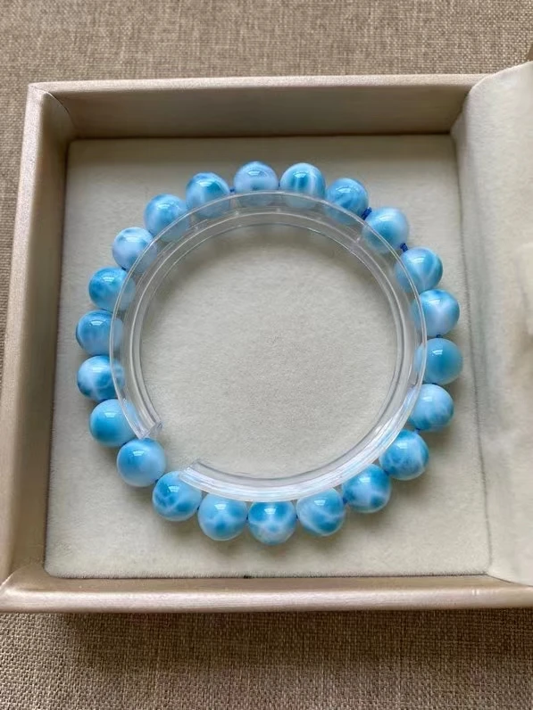 

Natural Blue Larimar Gemstone Beads Bracelet 8.7mm Women Men Blue Larimar Beads Bracelet AAAAAA