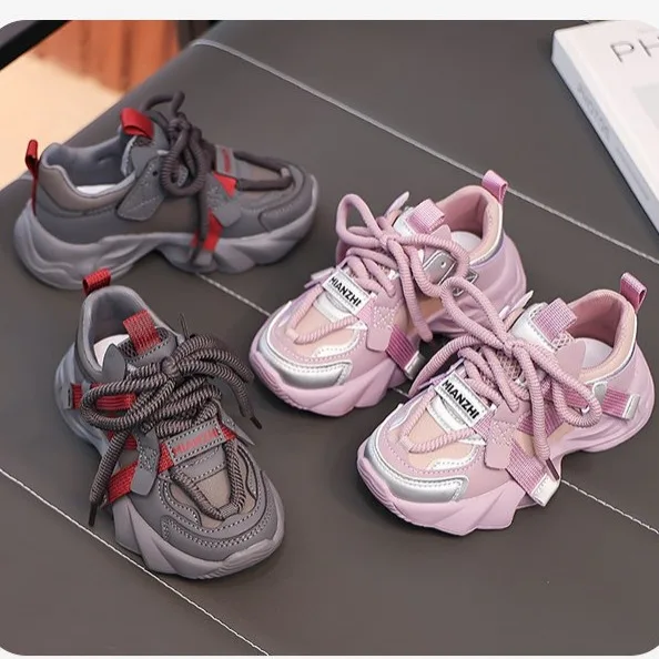 

2025 Autumn Sneakers For Kids Korean Style Trend Fashion Girl's Sneakers Soft-soled Breathable Teenager Children Sport Shoes