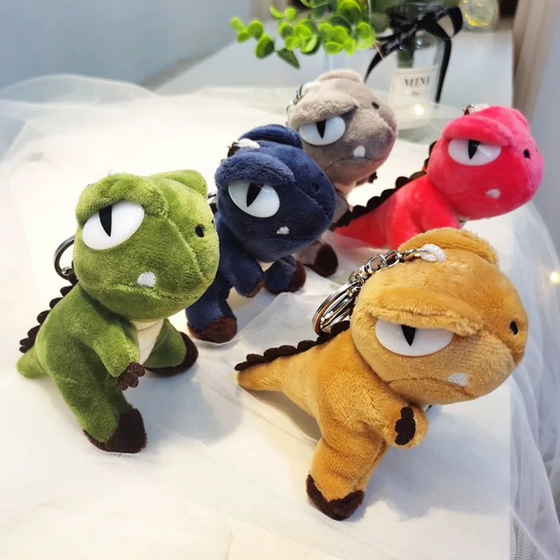 13cm Fashion Lovely Plush Tyrannosaurus Keychain Stuffed Doll Toys Key Ring Bag Charms Trinket Dinosaur Keychain Child Gift