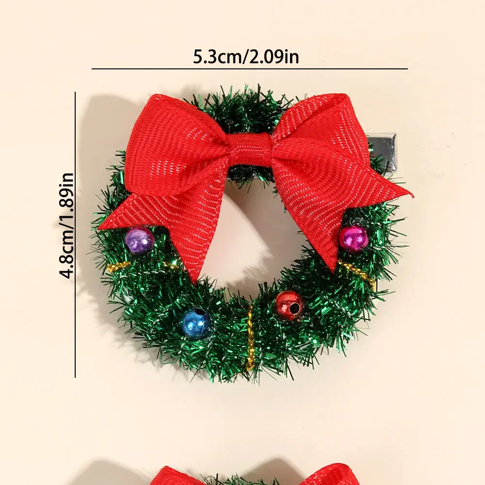 2Pcs Cartoon Santa Claus Hair Clips For Girls Christmas Garland Hairpin Kids New Year Gifts Ribbon Bowknot Hairgrip Headwear