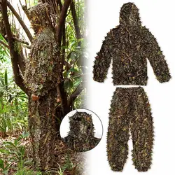 Tactical Ghillie Suit Men Camouflage 3D Leafy Bionic Jungle Suit CS Shooting Suit Training Hunting Clothing Combat Clothes Set