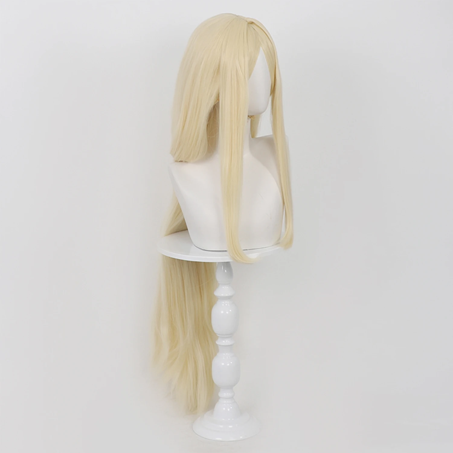 Gachiakuta August Stilzg Cos Wig Cream Yellow Long Straight Synthetic Realistic Scalp Cornrow Ponytail For Comic‑Con Halloween
