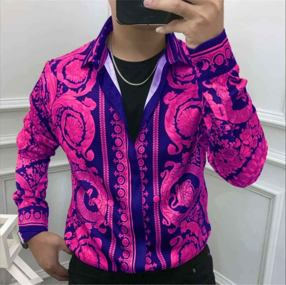 Summer Luxury Mens Button Down Shirts Royal Mens Shirts Casual Slim Fit Soft Smooth Fashion Large Size Luxury Party Shirts