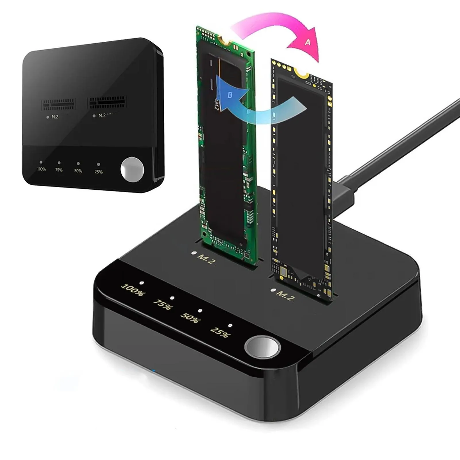 M.2 Serial ATA Duplicator Wide Compatibility 20Gbps Speed Support 16TB SSD Clone Dock Station USB C Powered for Game Upgrading