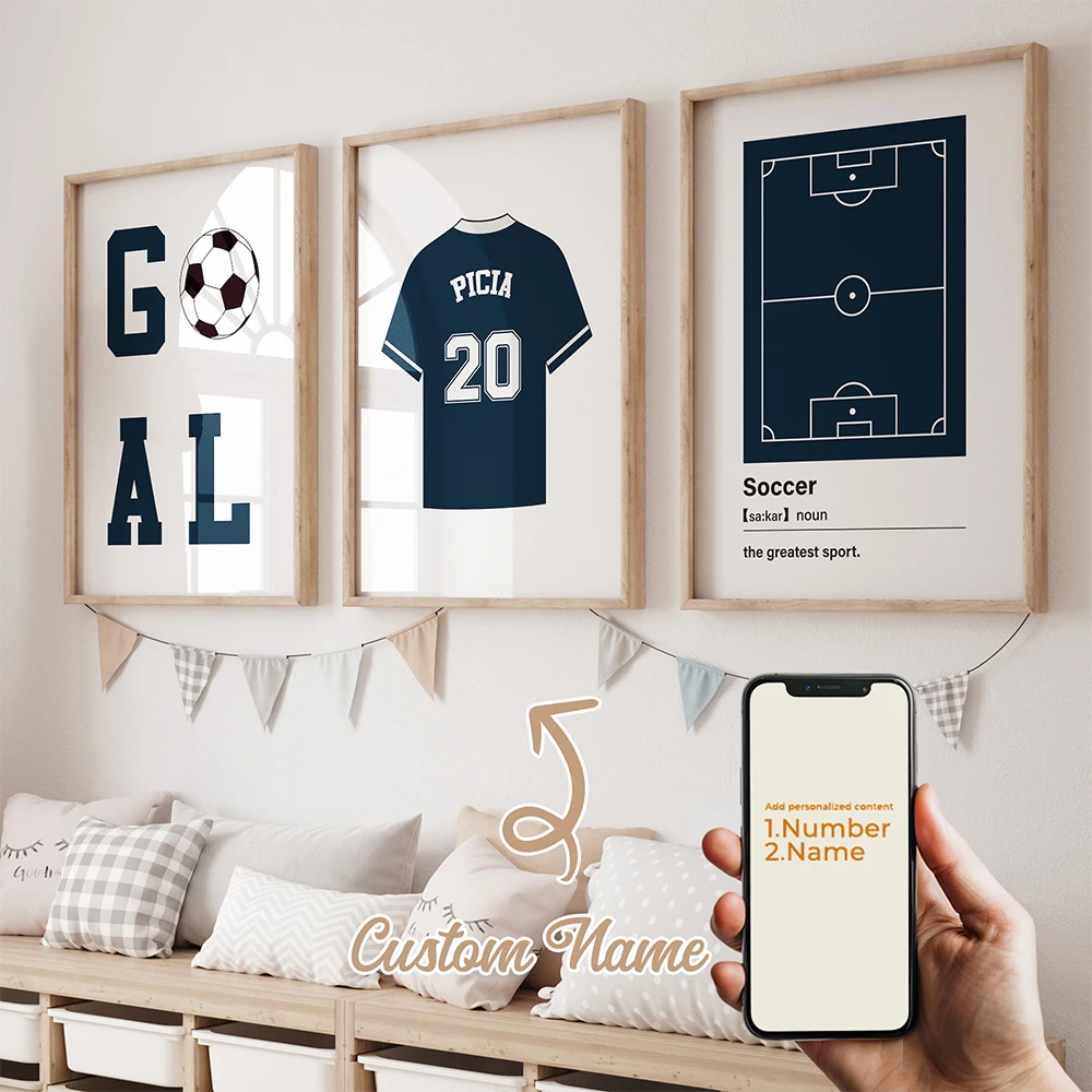 

3Pcs Customized Football Jerseys Wall Art Prints Canvas Painting Poster Picture For Living Room Home Decor