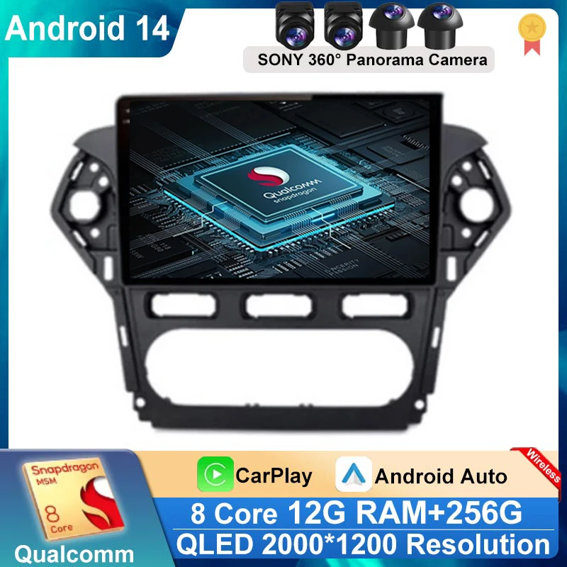 

Android 14 Carplay для Ford Mondeo 4 2010 2011 2012 213 2014 Автомобильный радиоприемник Мультимедийный видеоплеер Навигация Стерео GPS 2din Audio