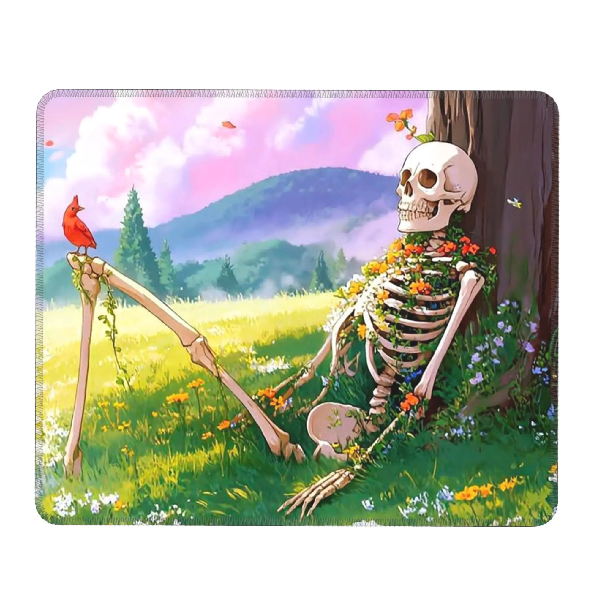Skeleton Is Lying On The Grass Mouse Pad Computer Keyboard Mouse Mat Gamer PC Laptop Desk Mat Office Table Mats