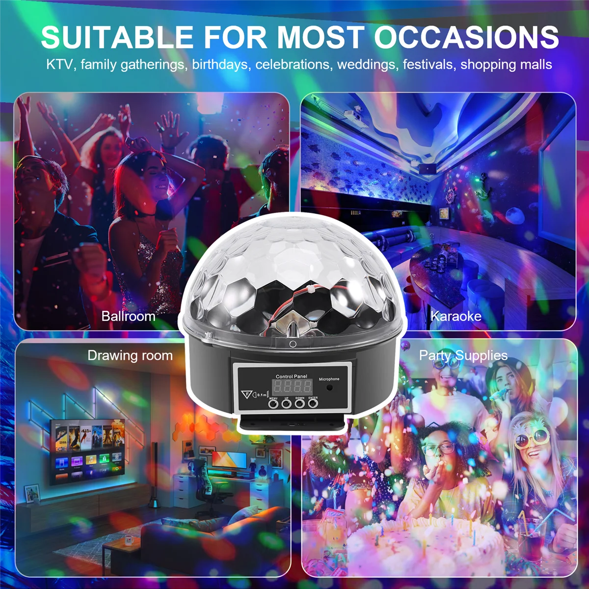 RIRI LED RGB Cristal Bola Mágica Efeito Luz DMX Discoteca Dj Luz de Palco para KTV Club Pub Bar Show de Casamento ativado por voz