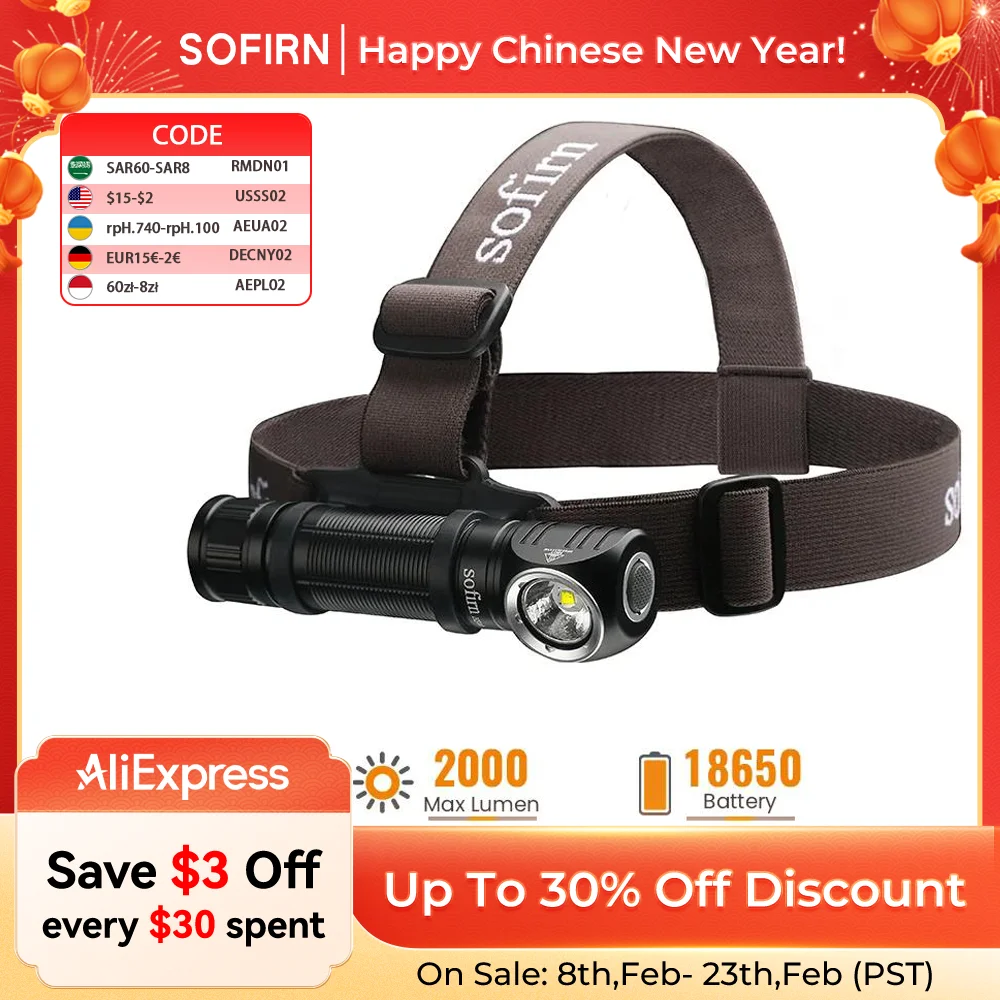 

Sofirn HS40 SST40 LED Headlamp 2000lm USB C Rechargeable 18650 Flashlight Powerful Headlight with Magnet Tail Cap