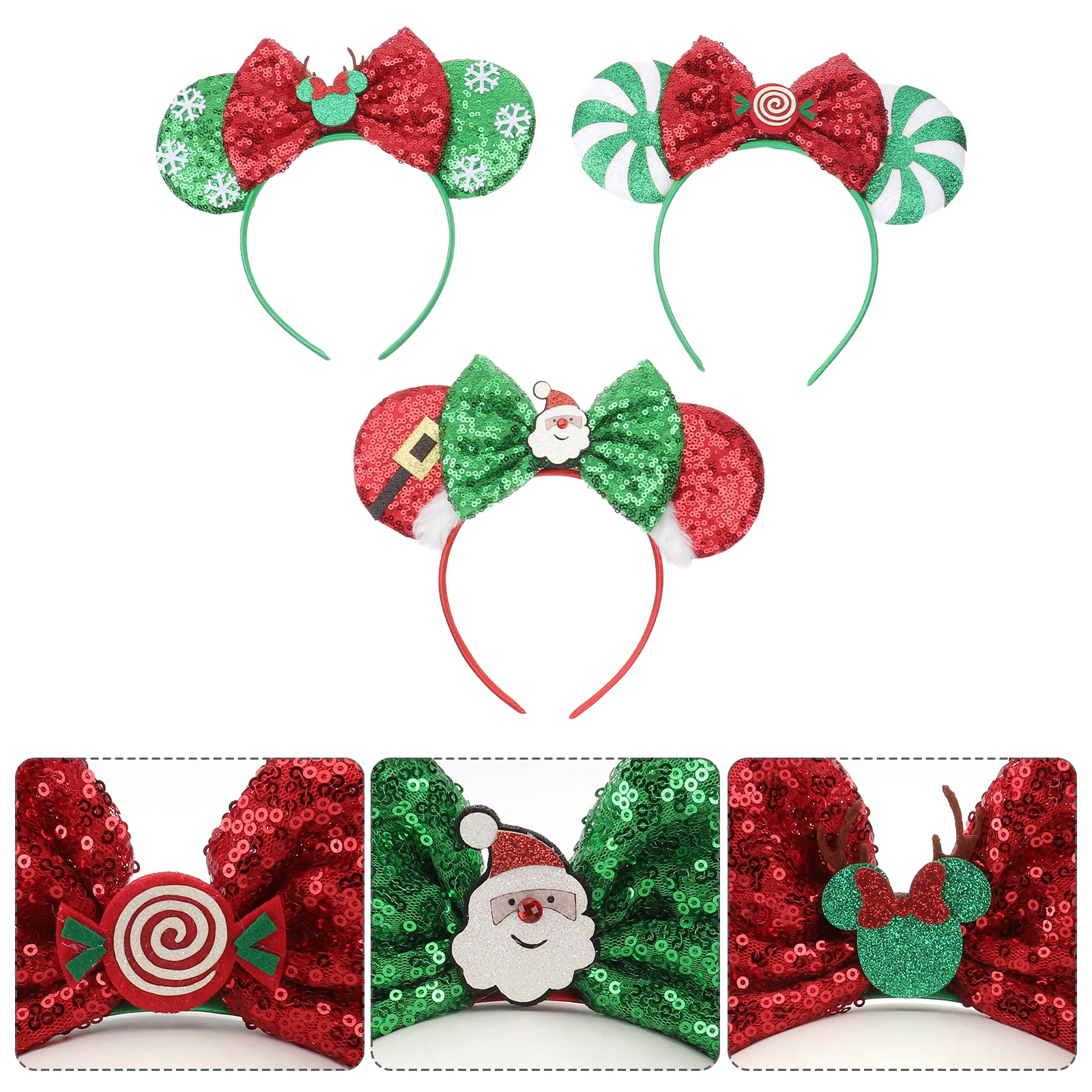 

3 Pcs Christmas Headband Hair Accessories Festival Party Headpiece Dressing Bow Tie Child