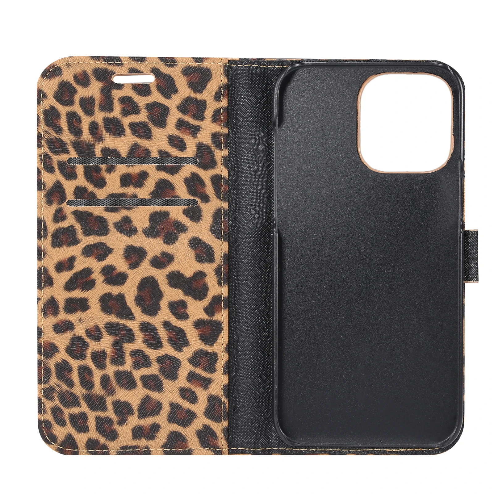 Simple Wallet Design Leopard Pattern Leather Case for iPhone 15 Pro Max 7G 8G XS XR XS Max 11 Pro 12 13 Mini 14 Plus Flip Cover