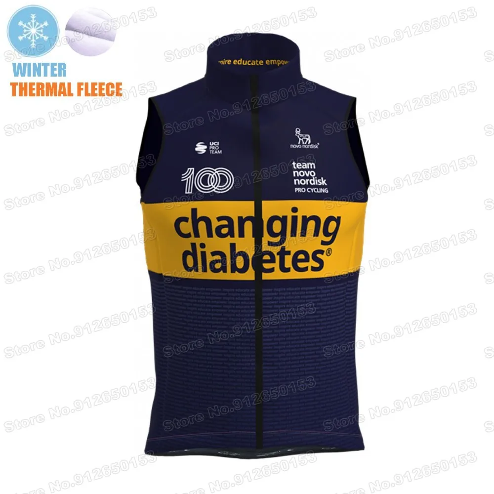 2022 Novo Nordisk Winter Thermal Cycling Jersey Sleeveless Warm Cycling Vest Men Road Bike Clothing MTB Chaleco Ciclismo Maillot