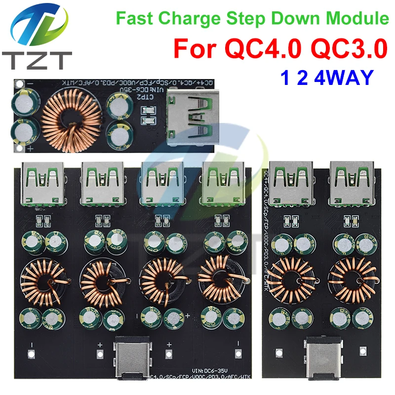 Qc4.0 qc3.0 1 2 4 vias usb tipo-c adaptador de carga rápida do telefone móvel 6-35v step-down buck boost módulo sw3518/sw3516 para huawei