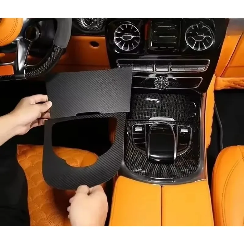 For Mercedes Benz G Class W464 19-2022 Real Carbon Fiber Interior Center Console Gear Shift Frame Cover Modification Accessories