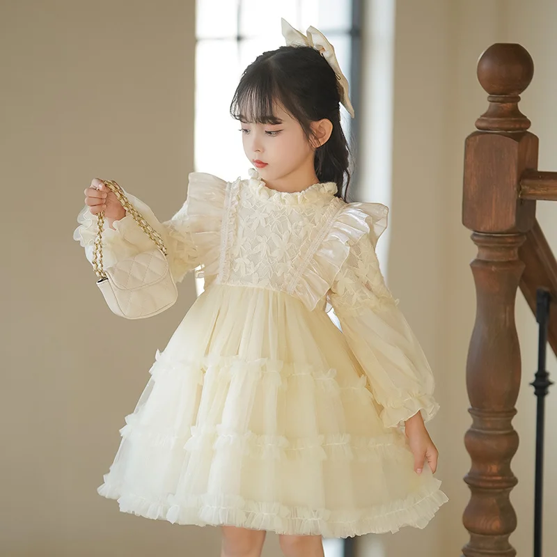 Baby Fleece-lined Thickening Princess Dress Girls' Birthday Dress Pettiskirt Children's Western Style Skirt