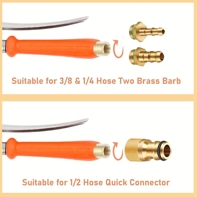 Sprayer Wand, Suitable For 1/2 Hose Quick Connector,1/4In&3/8In Brass Barb Sprayer Wand Replacement Built-In Shut Valve Durable