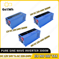 GoKWh 12V/24V/48V 220V-240V 3000W NEW Pure Sine Wave Power Inverter Voltage Transformer DC12V To AC 220V Converter+2 LED Display