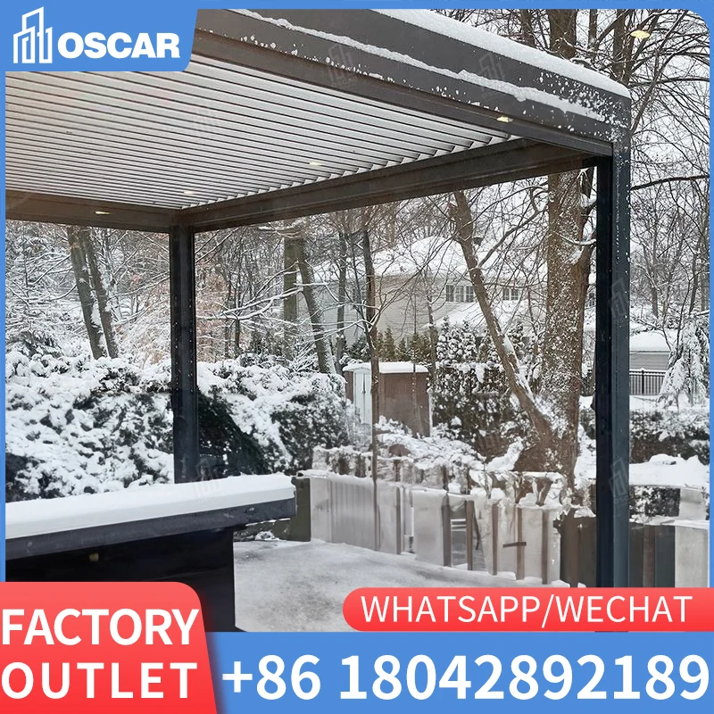 Roof Sliding Pergola Remote Control Coffee Shop Easy To Install Large Retractable Rail Awning