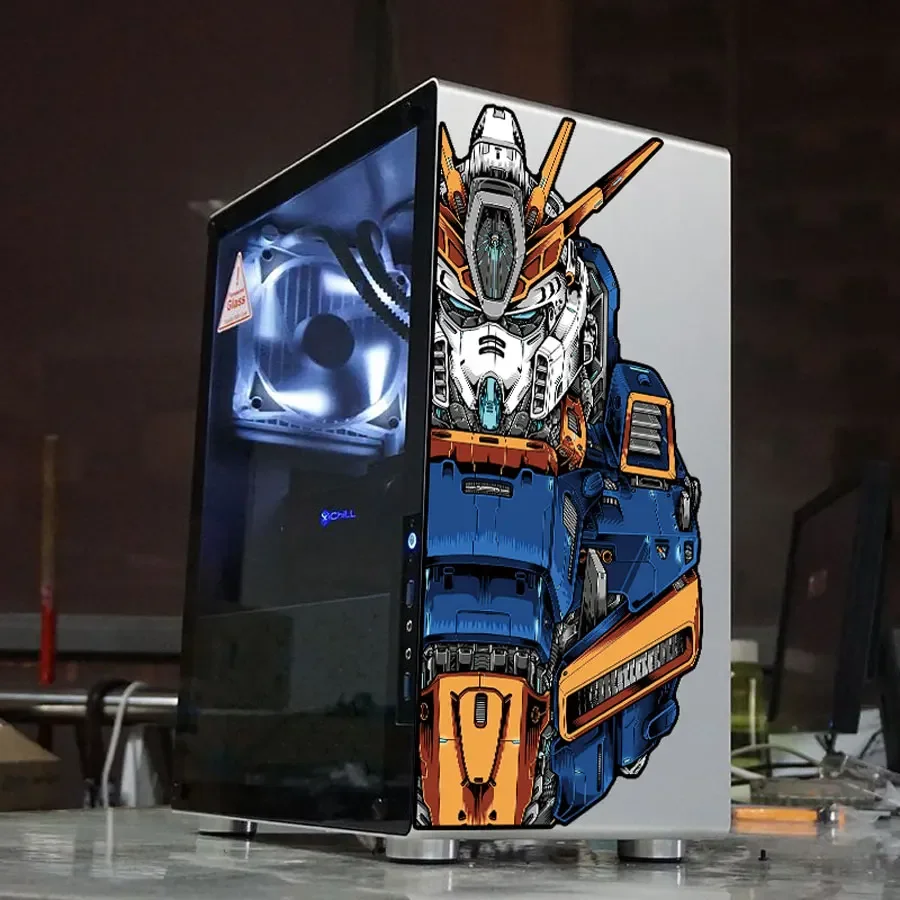 Gundam Cool Anime PC Case Decorate Sticker Cartoon Compuer Host Skin Dacal Waterproof ATX Middle Tower Removable Hollow Out