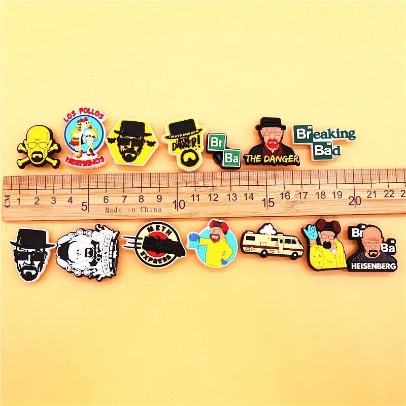 1pcs BreakingBad PVC Shoe Buckle Accessories Heisenberg Shoes Charms Hermanos Clogs Pins Upper Clips Decor Unisex Cool Gifts