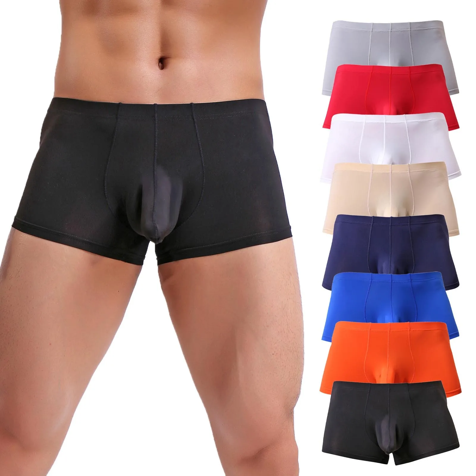 3PC Lightweight Daily Comforatble Elastic Waist Boxers Men's Sexy Solid Elephant Nose Comfortable Underwear Boxer Pants