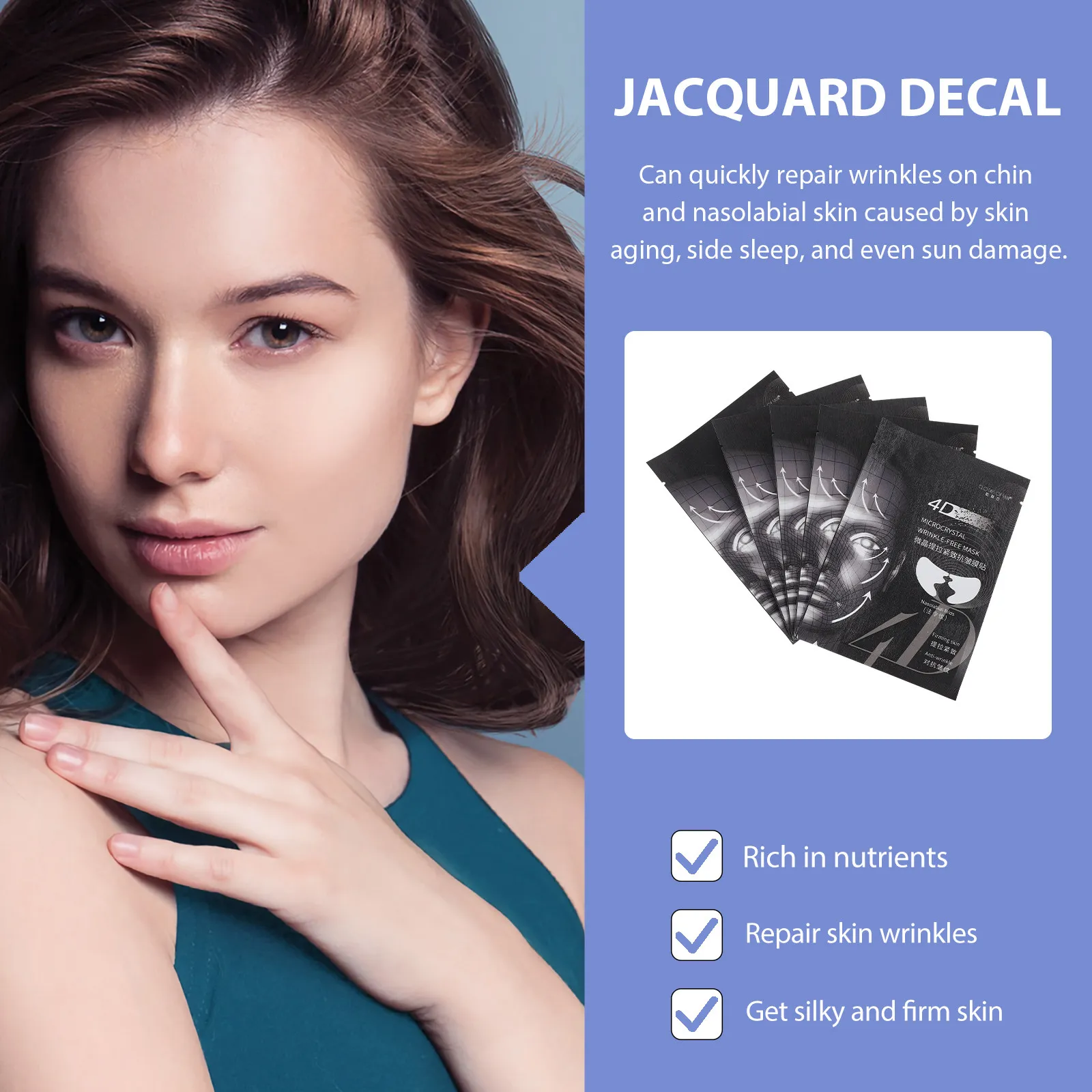 

Набор из 5 профессиональных патчей от носогубных складок: увлажняющая маска-стикер против морщин для лифтинга и ухода за кожей лица