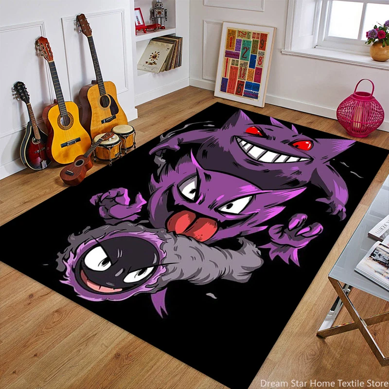 Japanese Pokemon Carpet Gengar Anime Floor Mat Soft Carpet Creative Living Room Decoration Children's Bedroom Non-slip Foot Gift