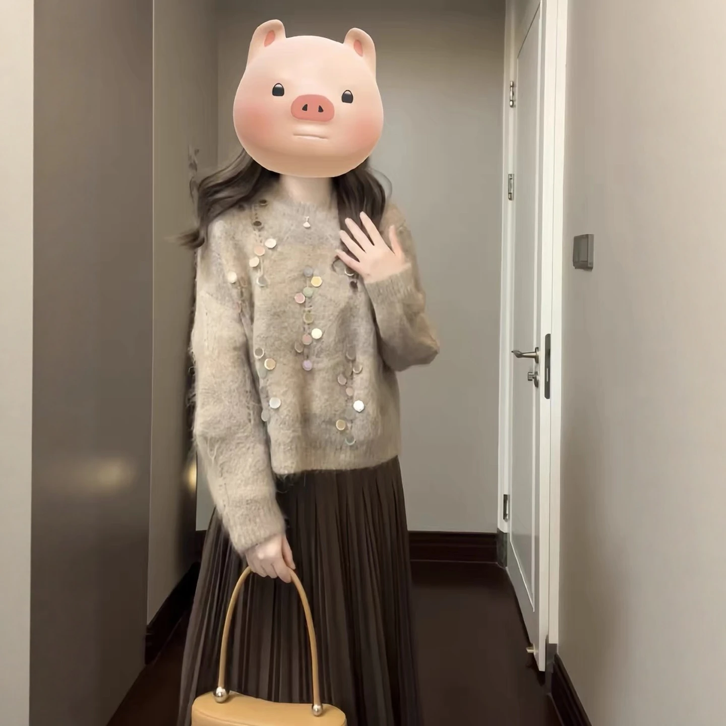 

iny Sequin Knitwear Women's Casual Long Sve Base irt Loose Slimming Sweater Design Sense Unique Commute Autumn Season