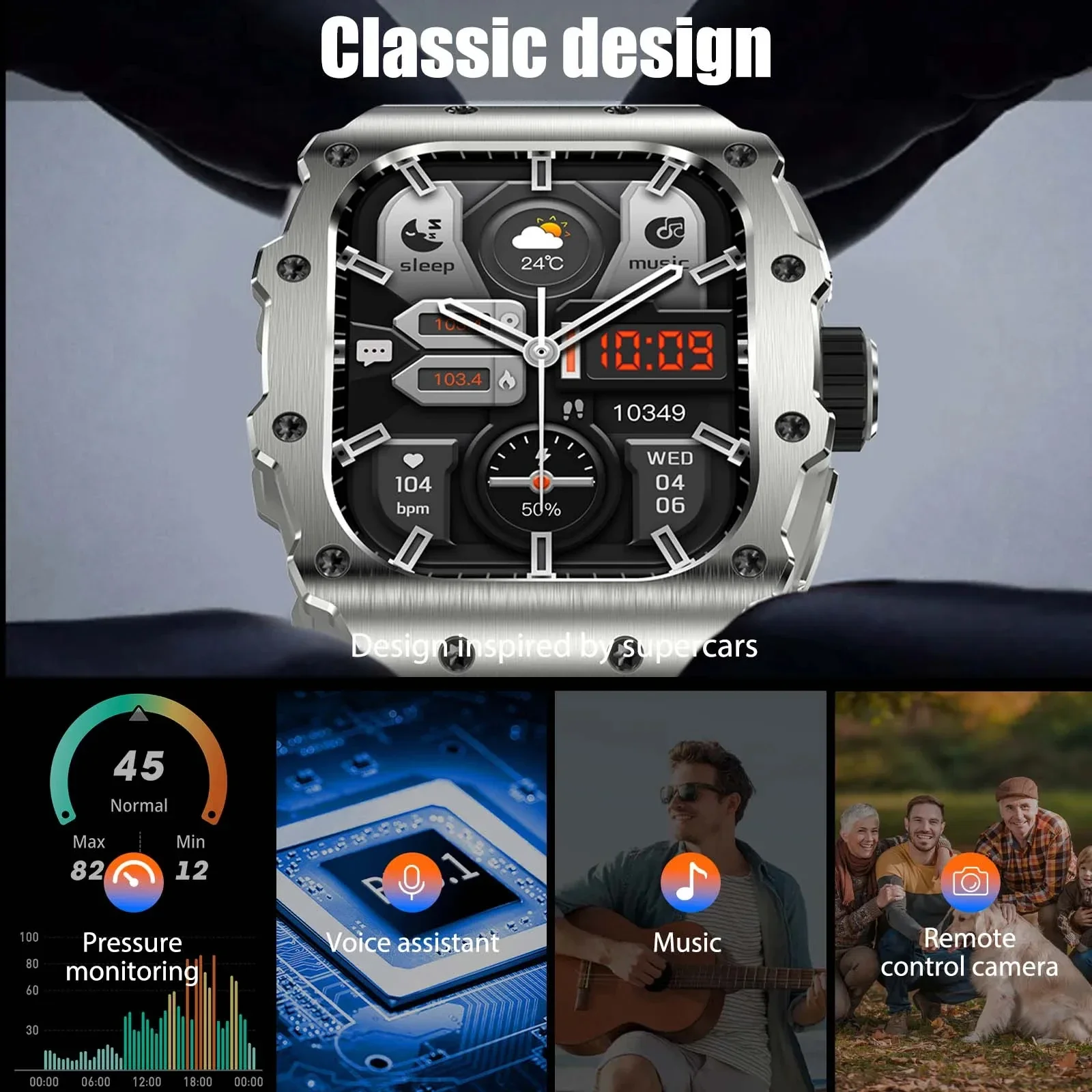 2024 NEW Business Smart Watch Men AMOLED AOD Bluetooth Call Smartwatch IP68 Waterproof Blood Oxygen for Huawei iPhone Xiaomi