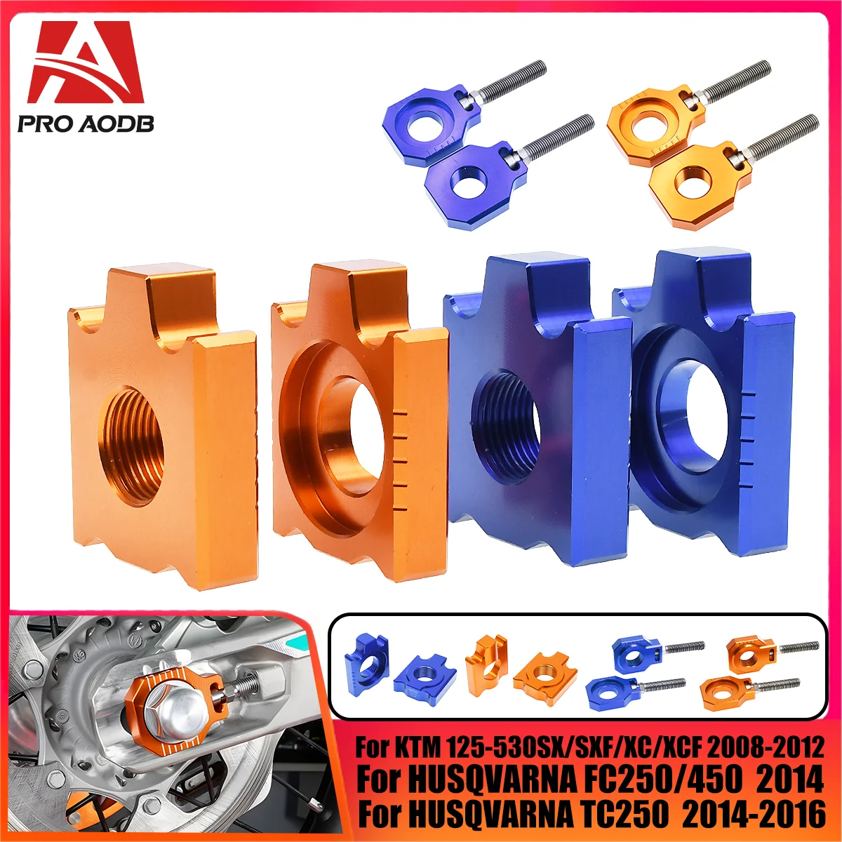 

For Husqvarna TC FC TE FE 125 250 350 450 KTM SXF XC XCF XCW XCWF EXC EXCF Motorcycle 20mm CNC Rear Chain Adjuster Axle Blocks