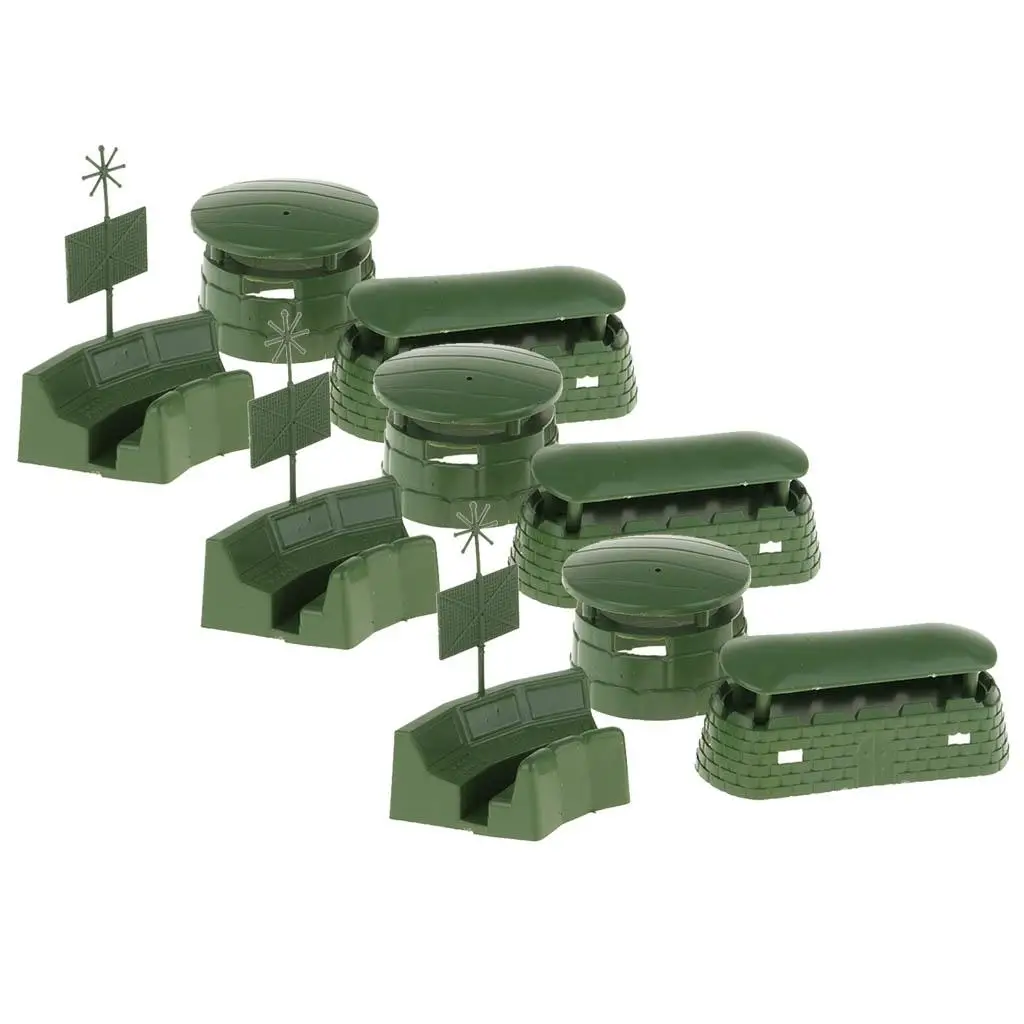 9pcs Bunkers Modelos Figuras de ação de brinquedo Acessórios masculinos do exército