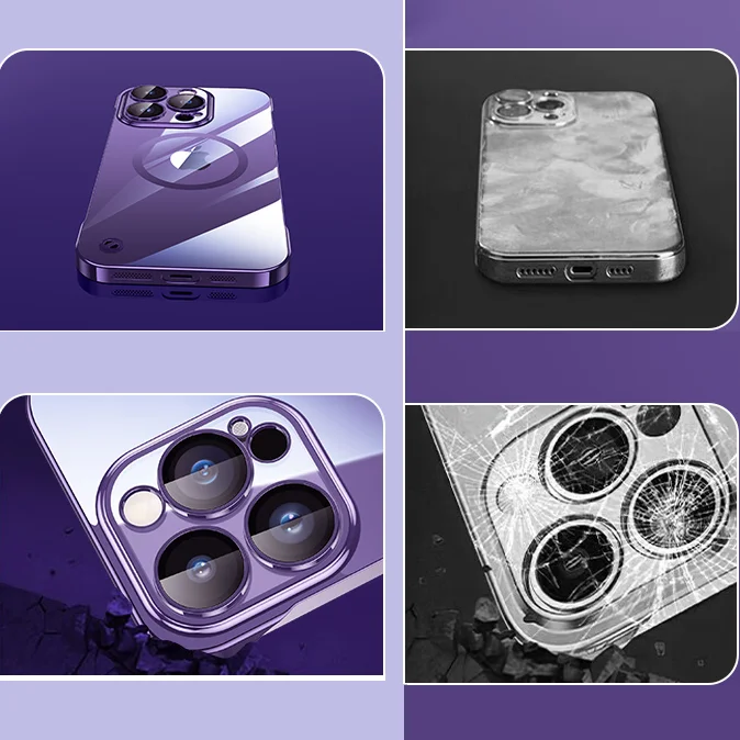 Luxuriöse, rahmenlose, magnetische Hülle mit Plating-Optik für Magsafe, dünne Schutzhülle für iPhone 16, 17, 13, 18 Pro Plus Max, kabelloses Laden, transparente, schlanke PC-Hülle – Detail 2