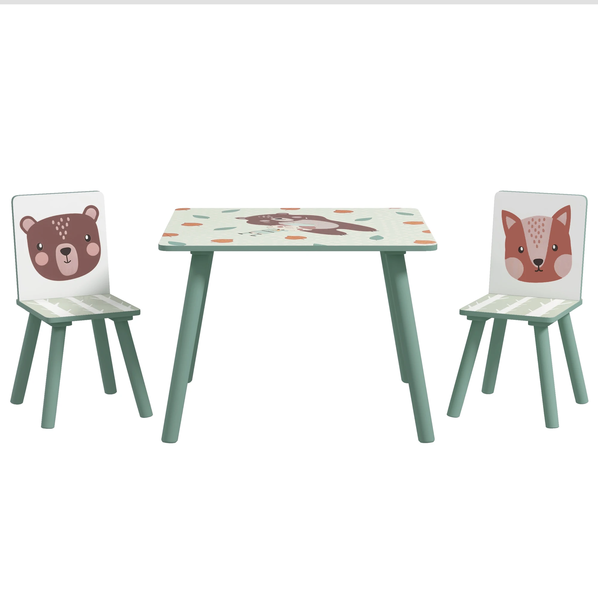 ZONEKIZ 3-Piece children's table and chairs children's table with 2 Chairs 3-8-year-old children's furniture set for bedroom playroom